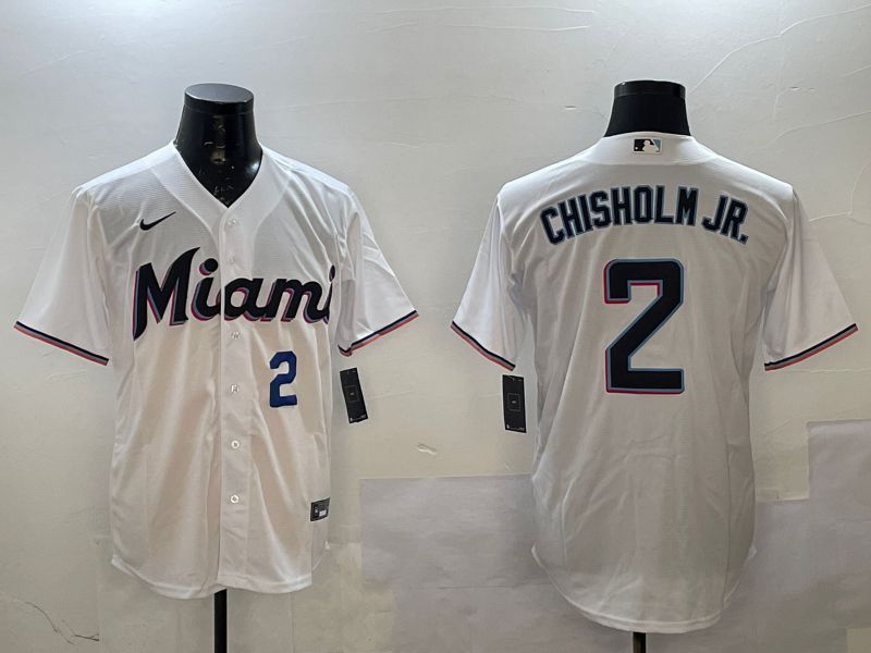 Men Miami Marlins #2 Chisholm jr White Game 2025 Nike MLB Jersey style 3